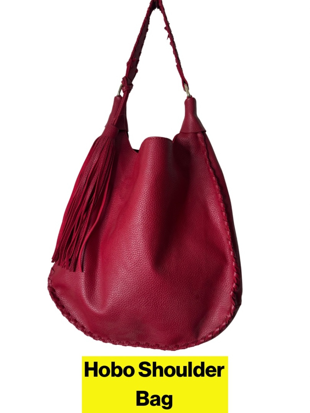 2/for $20 🪩 Fringed Red Pebbled Hobo Shoulder Bag - Mark & Hall